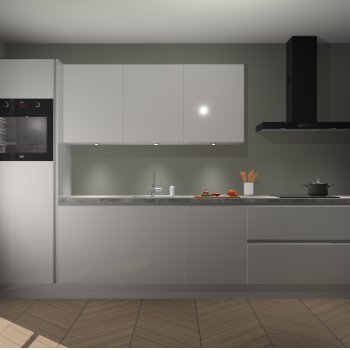 Zijdegrijze hoogglans greeploze keuken Asmara 96643