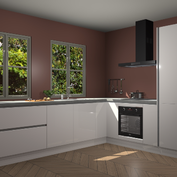 Zijdegrijze hoogglans greeploze keuken Konin 65852