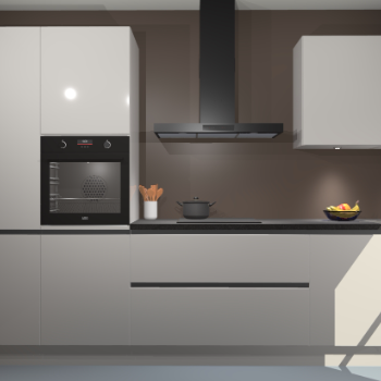 Zijdegrijze hoogglans greeploze keuken Athene 67143