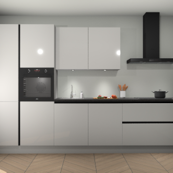 Zijdegrijze hoogglans greeploze keuken Selfoss 95976