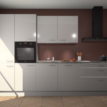 Zijdegrijze hoogglans keuken Selfoss 96000