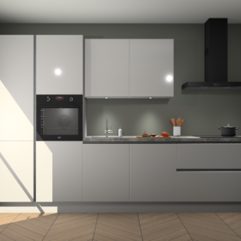 Zijdegrijze hoogglans greeploze keuken Selfoss 96001