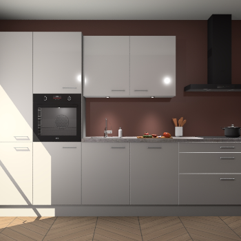 Zijdegrijze hoogglans keuken Selfoss 96006