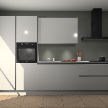 Zijdegrijze hoogglans greeploze keuken Selfoss 96007