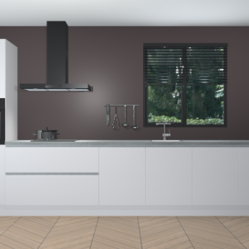 Zijdegrijze hoogglans greeploze keuken Quito 96308