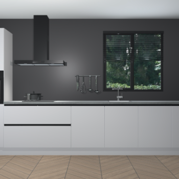 Zijdegrijze hoogglans greeploze keuken Quito 96311