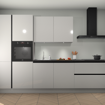 Zijdegrijze hoogglans greeploze keuken Selfoss 96016