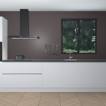 Zijdegrijze hoogglans greeploze keuken Quito 96316