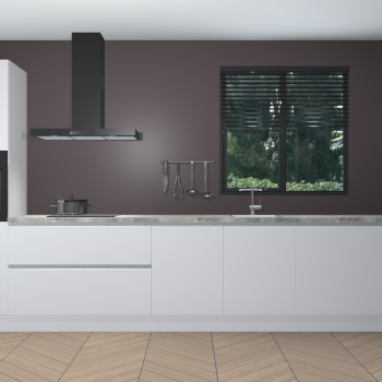 Zijdegrijze hoogglans greeploze keuken Quito 96323