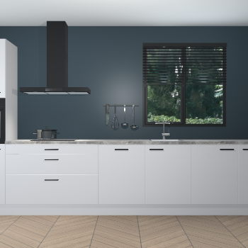 Zijdegrijze hoogglans keuken Quito 96324