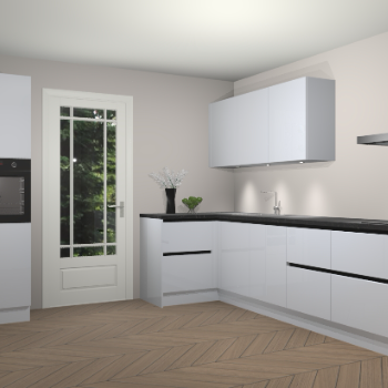 Hoogglans sneeuwwitte greeploze keuken Cali 98107