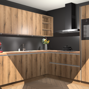 Goud eiken greeploze keuken Luanda 29883