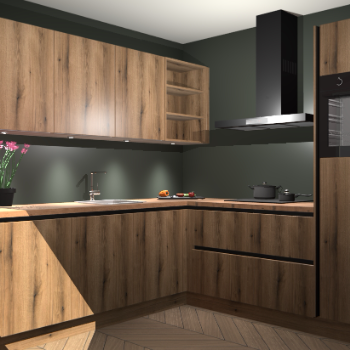 Goud eiken greeploze keuken Luanda 29886