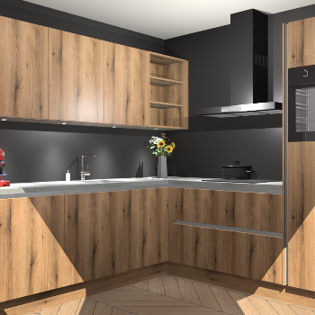 Goud eiken greeploze keuken Luanda 29890