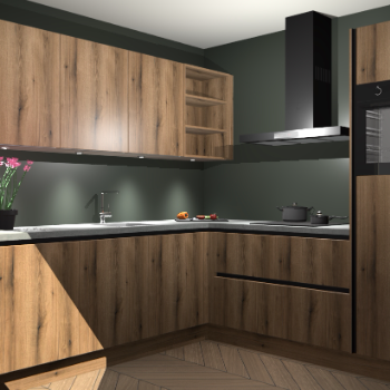 Goud eiken greeploze keuken Luanda 29893