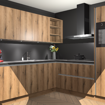 Goud eiken greeploze keuken Luanda 29896