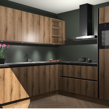 Goud eiken greeploze keuken Luanda 29899