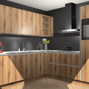 Goud eiken greeploze keuken Luanda 29902