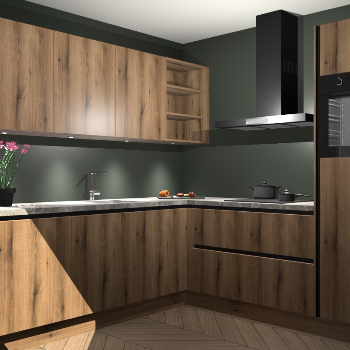 Goud eiken greeploze keuken Luanda 29905