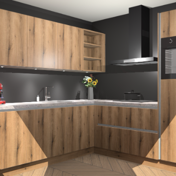 Goud eiken greeploze keuken Luanda 29908