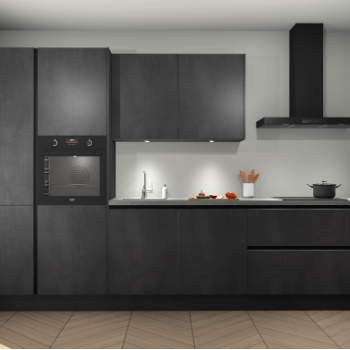 Beton Zwarte greeploze keuken Selfoss 98367