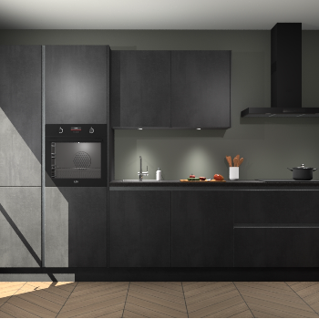 Beton Zwarte greeploze keuken Selfoss 98370