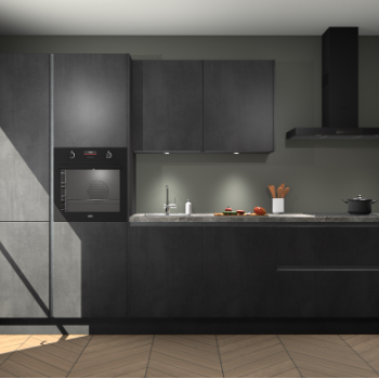 Beton Zwarte greeploze keuken Selfoss 98378