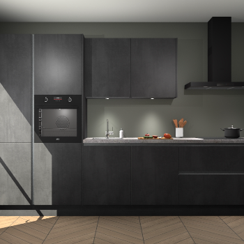 Beton Zwarte greeploze keuken Selfoss 98390