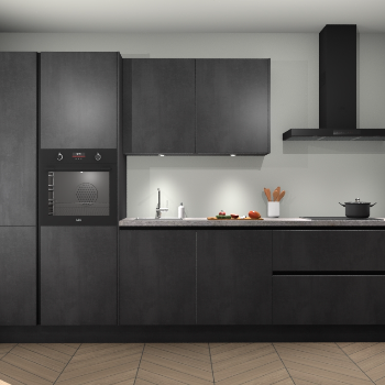 Beton Zwarte greeploze keuken Selfoss 98393