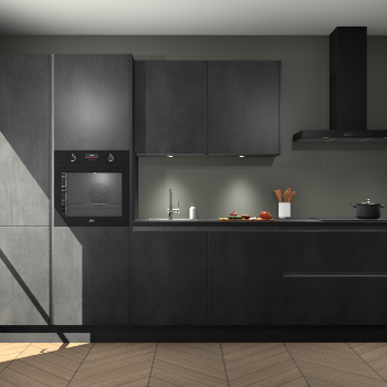 Beton Zwarte greeploze keuken Selfoss 98396