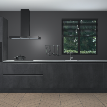Beton Zwarte greeploze keuken Quito 96907