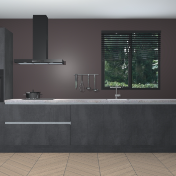 Beton Zwarte greeploze keuken Quito 96953