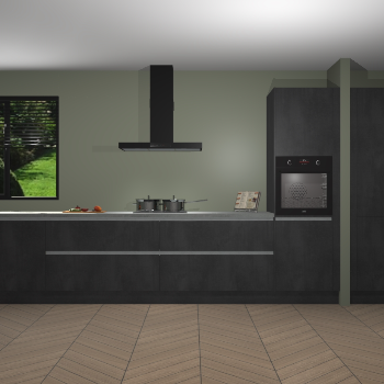 Beton Zwarte greeploze keuken Angola 98069