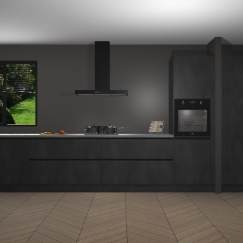 Beton Zwarte greeploze keuken Angola 98072