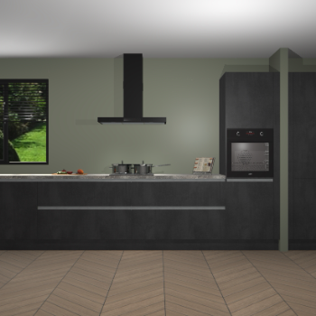 Beton Zwarte greeploze keuken Angola 98081