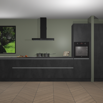 Beton Zwarte greeploze keuken Angola 98093