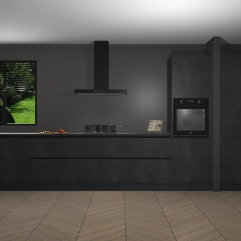 Beton Zwarte greeploze keuken Angola 98096