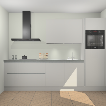 Zijdegrijze hoogglans greeploze keuken Havana 98916