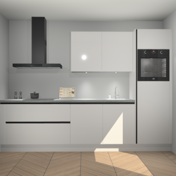 Zijdegrijze hoogglans greeploze keuken Havana 98919