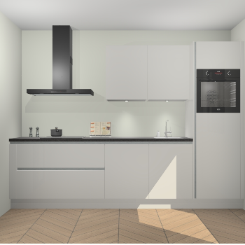 Zijdegrijze hoogglans greeploze keuken Havana 98934