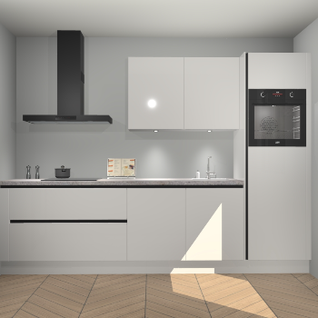 Zijdegrijze hoogglans greeploze keuken Havana 98993