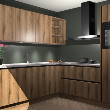 Goud eiken greeploze keuken Luanda 29911