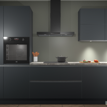 Onyxgrijze greeploze keuken Parijs 98624