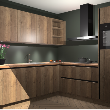 Chocolade eiken greeploze keuken Luanda 98528