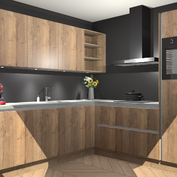 Chocolade eiken greeploze keuken Luanda 98540