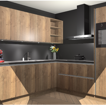 Chocolade eiken greeploze keuken Luanda 98556