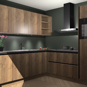 Chocolade eiken greeploze keuken Luanda 98559