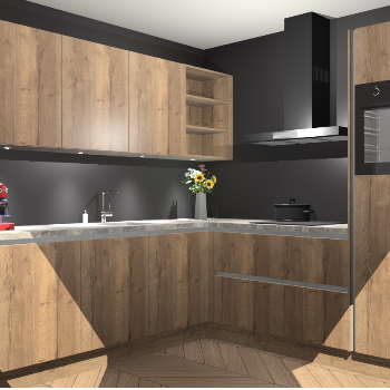 Chocolade eiken greeploze keuken Luanda 98569