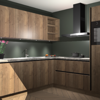 Chocolade eiken greeploze keuken Luanda 98572