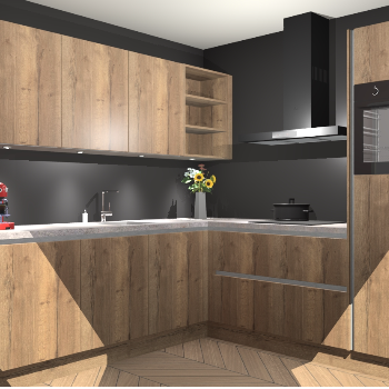 Chocolade eiken greeploze keuken Luanda 98575